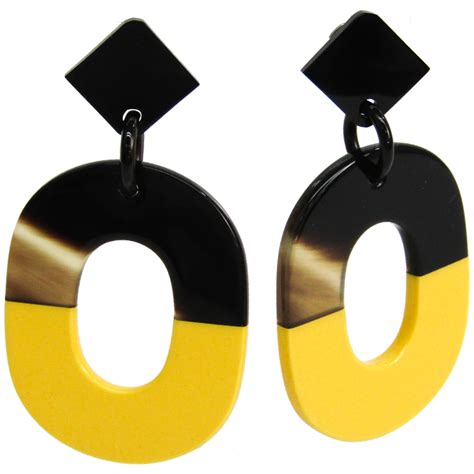 fake hermes earrings - Hermes horn and lacquer earrings.